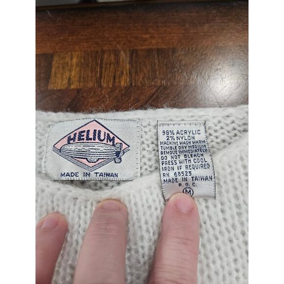 Vintage Helium Cream Off White Sweater Sz M Delicate Cottagecore Puff Sleeve - Picture 2 of 7